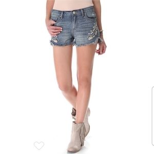 Free People Tulum Embroidered Jean Shorts 27
